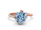 Rose gold Fancy Blue Round Cut Diamond Solitaire Engagement Ring with Four-Prong Setting and Classic Band_20