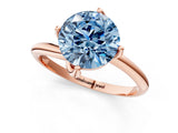 Rose gold Fancy Blue Round Cut Diamond Solitaire Engagement Ring with Four-Prong Setting and Classic Band_21