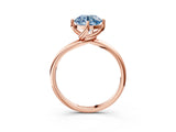 Rose gold Fancy Blue Round Cut Diamond Solitaire Engagement Ring with Four-Prong Setting and Classic Band_23