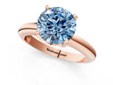 Rose gold Fancy Blue Round Cut Diamond Solitaire Engagement Ring with Round Band and Four-Prong Setting_211