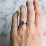 Rose gold Fancy Blue Round Cut Diamond Solitaire Engagement Ring with Round Band and Four-Prong Setting_222