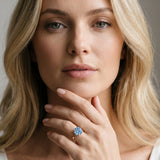 Rose gold Fancy Blue Round Cut Diamond Solitaire Engagement Ring with Round Band and Four-Prong Setting_223