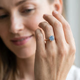Rose gold Fancy Blue Round Cut Diamond Solitaire Engagement Ring with Round Band and Four-Prong Setting_224