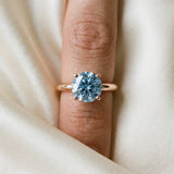 Rose gold Fancy Blue Round Cut Diamond Solitaire Engagement Ring with Round Band and Four-Prong Setting_225