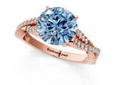 Rose gold Fancy Blue Round Cut Diamond Solitaire Engagement Ring with Twisted Pavé Band and Four-Prong Setting_50