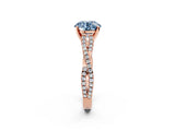 Rose gold Fancy Blue Round Cut Diamond Solitaire Engagement Ring with Twisted Pavé Band and Four-Prong Setting_51