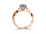 Rose gold Fancy Blue Round Cut Diamond Solitaire Engagement Ring with Twisted Pavé Band and Four-Prong Setting_52