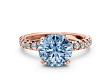 Rose gold Fancy Blue Round Cut Diamond Solitaire Pavé Engagement Ring with Round Band and Prong Setting_62