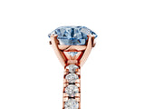Rose gold Fancy Blue Round Cut Diamond Solitaire Pavé Engagement Ring with Round Band and Prong Setting_67