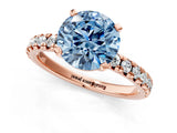 Rose gold Fancy Blue Round Cut Diamond Solitaire Pavé Engagement Ring with Round Band and Prong Setting_75
