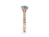 Rose gold Fancy Blue Round Cut Diamond Solitaire Pavé Engagement Ring with Round Band and Prong Setting_76