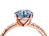 Rose gold Fancy Blue Round Cut Diamond Solitaire Pavé Engagement Ring with Round Band and Prong Setting_78