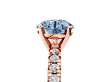 Rose gold Fancy Blue Round Cut Diamond Solitaire Pavé Engagement Ring with Round Band and Prong Setting_79