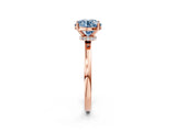Rose gold Fancy Blue Round Cut Diamond Solitaire Ring with Classic Band and Four-Prong Setting_2