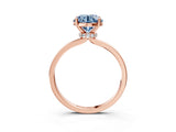 Rose gold Fancy Blue Round Cut Diamond Solitaire Ring with Classic Band and Four-Prong Setting_3