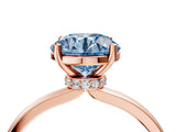 Rose gold Fancy Blue Round Cut Diamond Solitaire Ring with Classic Band and Four-Prong Setting_4