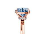 Rose gold Fancy Blue Round Cut Diamond Solitaire Ring with Classic Band and Four-Prong Setting_5