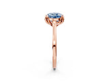 Rose gold Fancy Blue Round Cut Diamond Solitaire Ring with Flower Prong Setting and Classic Band_14
