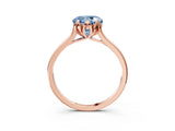 Rose gold Fancy Blue Round Cut Diamond Solitaire Ring with Flower Prong Setting and Classic Band_15