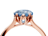 Rose gold Fancy Blue Round Cut Diamond Solitaire Ring with Flower Prong Setting and Classic Band_16