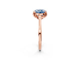 Rose gold Fancy Blue Round Cut Diamond Solitaire Ring with Flower Prong Setting and Classic Band_38
