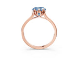Rose gold Fancy Blue Round Cut Diamond Solitaire Ring with Flower Prong Setting and Classic Band_39