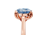 Rose gold Fancy Blue Round Cut Diamond Solitaire Ring with Flower Prong Setting and Classic Band_41