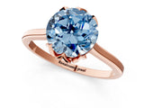 Rose gold Fancy Blue Round Cut Diamond Solitaire Ring with Flower Prong Setting and Classic Band_85