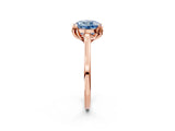 Rose gold Fancy Blue Round Cut Diamond Solitaire Ring with Flower Prong Setting and Classic Band_86