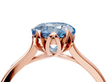 Rose gold Fancy Blue Round Cut Diamond Solitaire Ring with Flower Prong Setting and Classic Band_88