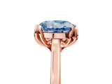 Rose gold Fancy Blue Round Cut Diamond Solitaire Ring with Flower Prong Setting and Classic Band_89