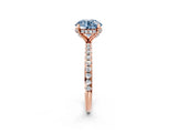 Rose gold Fancy Blue Round Cut Diamond Solitaire Ring with Four-Prong Setting and Pavé Band_5