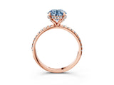 Rose gold Fancy Blue Round Cut Diamond Solitaire Ring with Four-Prong Setting and Pavé Band_6