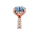 Rose gold Fancy Blue Round Cut Diamond Solitaire Ring with Four-Prong Setting and Pavé Band_8