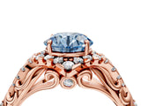 Rose gold Fancy Blue Round Cut Diamond Solitaire Ring with Hidden Halo and Pavé Band_31