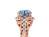 Rose gold Fancy Blue Round Cut Diamond Solitaire Ring with Hidden Halo and Pavé Band_32