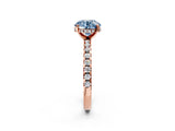 Rose gold Fancy Blue Round Cut Diamond Solitaire Ring with Pavé Band and Four-Prong Setting_108