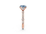 Rose gold Fancy Blue Round Cut Diamond Solitaire Ring with Pavé Band and Hidden Halo_22