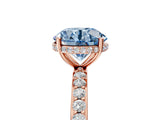 Rose gold Fancy Blue Round Cut Diamond Solitaire Ring with Pavé Band and Hidden Halo_25