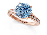 Rose gold Fancy Blue Round Cut Diamond Solitaire Ring with Pavé Band and Prong Setting_13