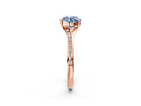 Rose gold Fancy Blue Round Cut Diamond Solitaire Ring with Pavé Band and Prong Setting_14