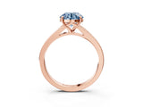 Rose gold Fancy Blue Round Cut Diamond Solitaire Ring with Pavé Band and Prong Setting_15