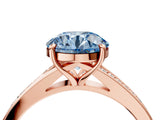 Rose gold Fancy Blue Round Cut Diamond Solitaire Ring with Pavé Band and Prong Setting_16