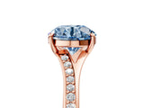 Rose gold Fancy Blue Round Cut Diamond Solitaire Ring with Pavé Band and Prong Setting_17