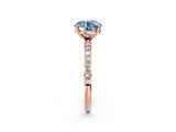 Rose gold Fancy Blue Round Cut Diamond Solitaire Ring with Pave Band and Four Prong Setting_75