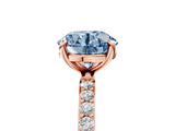 Rose gold Fancy Blue Round Cut Diamond Solitaire Ring with Pave Band and Four Prong Setting_78
