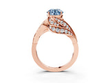 Rose gold Fancy Blue Round Cut Diamond Solitaire Ring with Prong Setting and Twisted Pavé Band_3