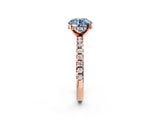 Rose gold Fancy Blue Round Cut Diamond Solitaire Ring with Round  Pavé Band and Four-Prong Setting_38