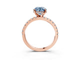 Rose gold Fancy Blue Round Cut Diamond Solitaire Ring with Round  Pavé Band and Four-Prong Setting_39