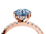 Rose gold Fancy Blue Round Cut Diamond Solitaire Ring with Round  Pavé Band and Four-Prong Setting_40
